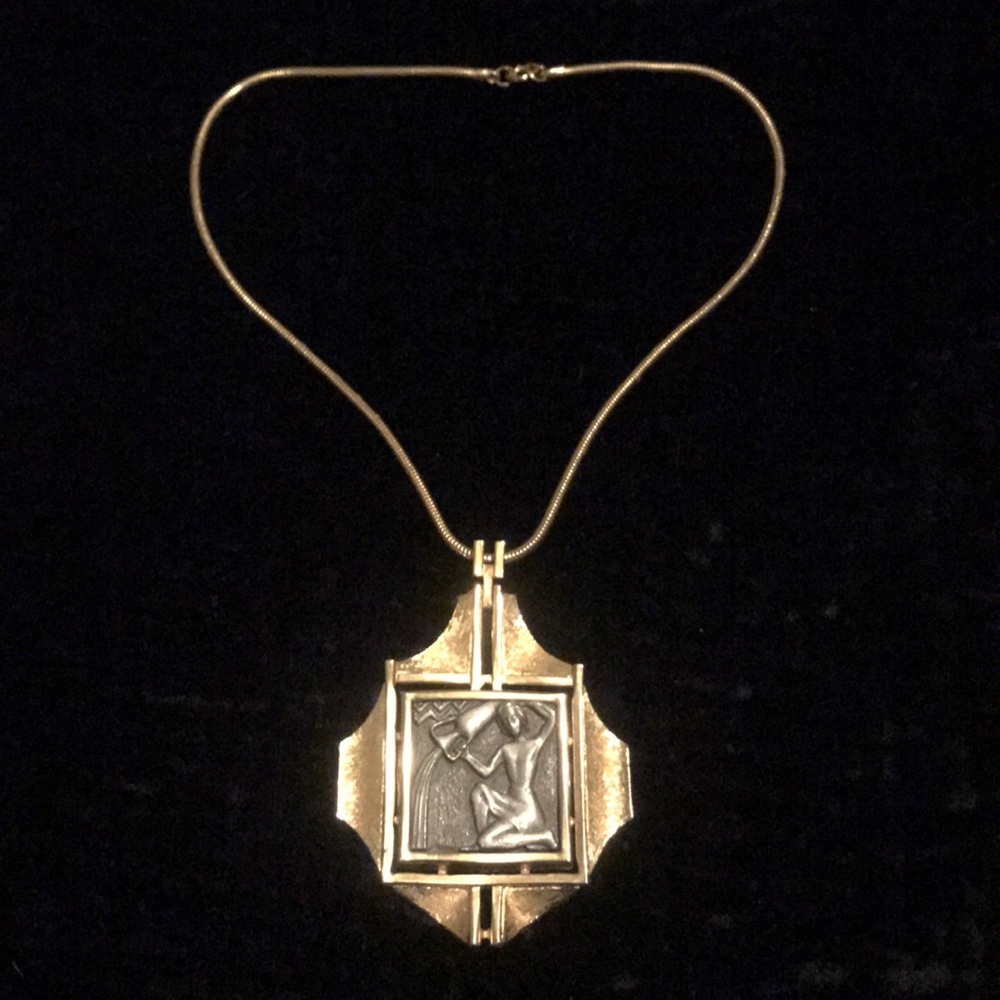 L. Razza Gold Zodiac Sign Aquarius Necklace